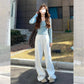 White Wide-Leg Jeans for Women, 2025 Spring New High-Waisted Loose Versatile Slimming Drape Straight-Leg Floor-Length Pants