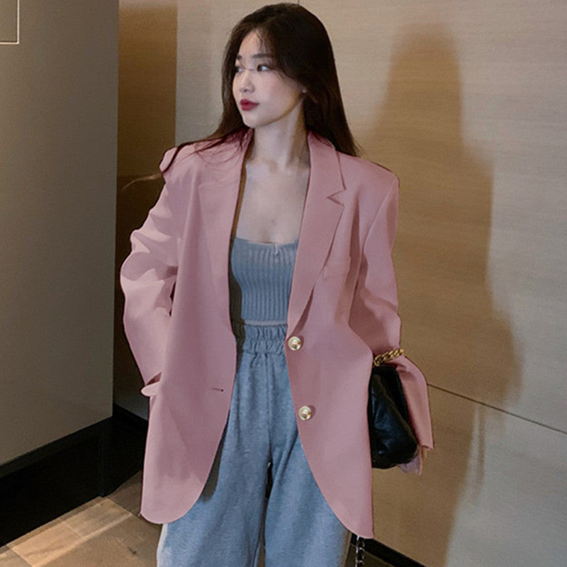 Women's Blazer 2026 Spring and Autumn New Style Small Blazer Korean Version Internet Celebrity Loose Spring and Autumn Pink Casual Suit for Women