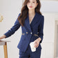 Cross-Border Spring and Autumn Striped Business Suit for Women, Blazer with Flared Pants, Slim Fit Waist-Cinching Workwear for Office and Hotel Reception