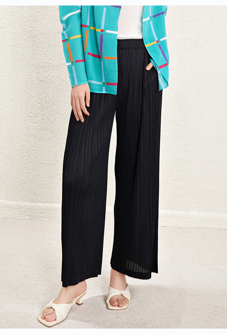 Miyake High Waist Wide Leg Pants Women's Spring and Summer 2024 New Pleated Casual Loose Slimming Straight Long Trousers