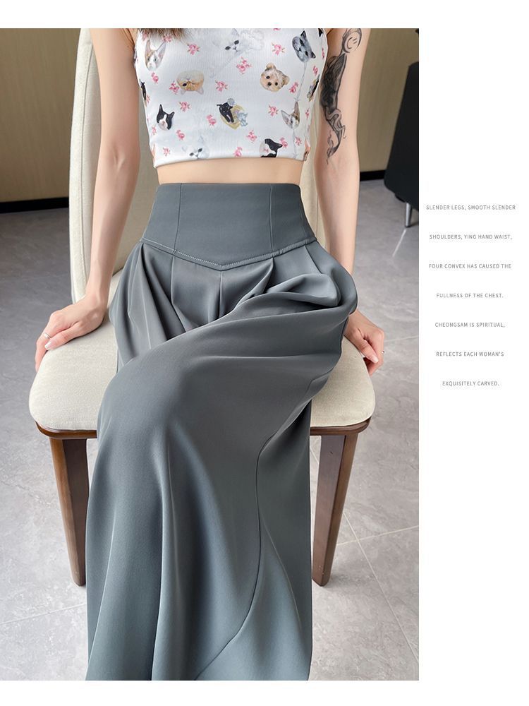 2025 Summer New High-Waisted Straight Wide-Leg Pants for Women, Stylish Versatile Slimming Floor-Length Pants Cross-Border