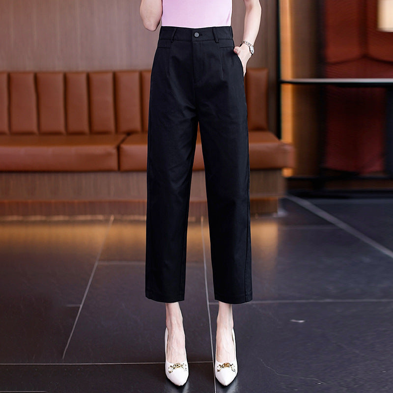 High-Waisted Casual Pants for Women, 2025 Spring and Autumn New Loose Slimming Cropped Cigarette Knife Pants for Petite Figures