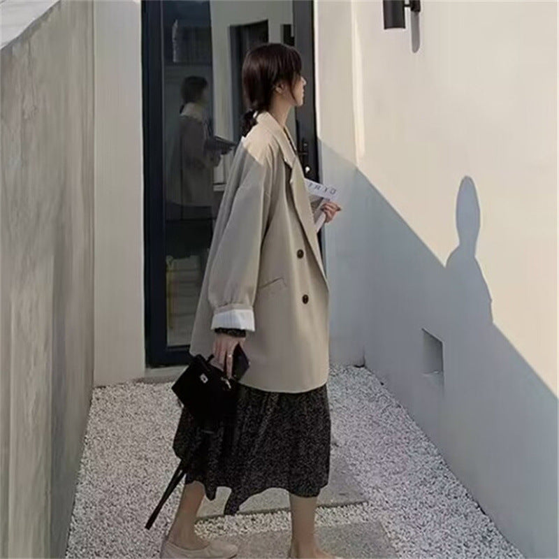 Casual Style Blazer for Women 2026 Spring and Autumn New Street Style Internet Celebrity Simple Loose Coffee-Colored Small Suit