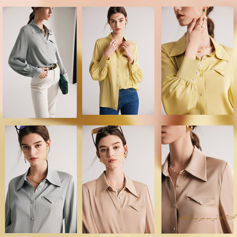 Silk Shirt for Women 2026 Early Spring New Style 19 Momme Stretch Double Georgette Solid Color Office Ol Mulberry Silk Blouse