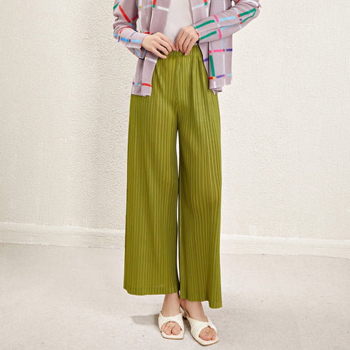 Miyake High Waist Wide Leg Pants Women's Spring and Summer 2024 New Pleated Casual Loose Slimming Straight Long Trousers