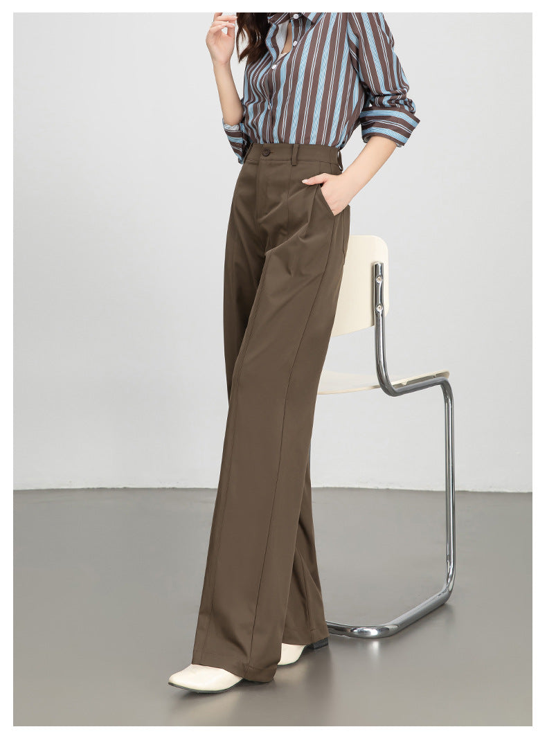 Wide-Leg Pants for Women 2025 Fashion Loose Slimming Straight Pants High-Waisted Drapey Three-Dimensional Seam Casual Long Pants