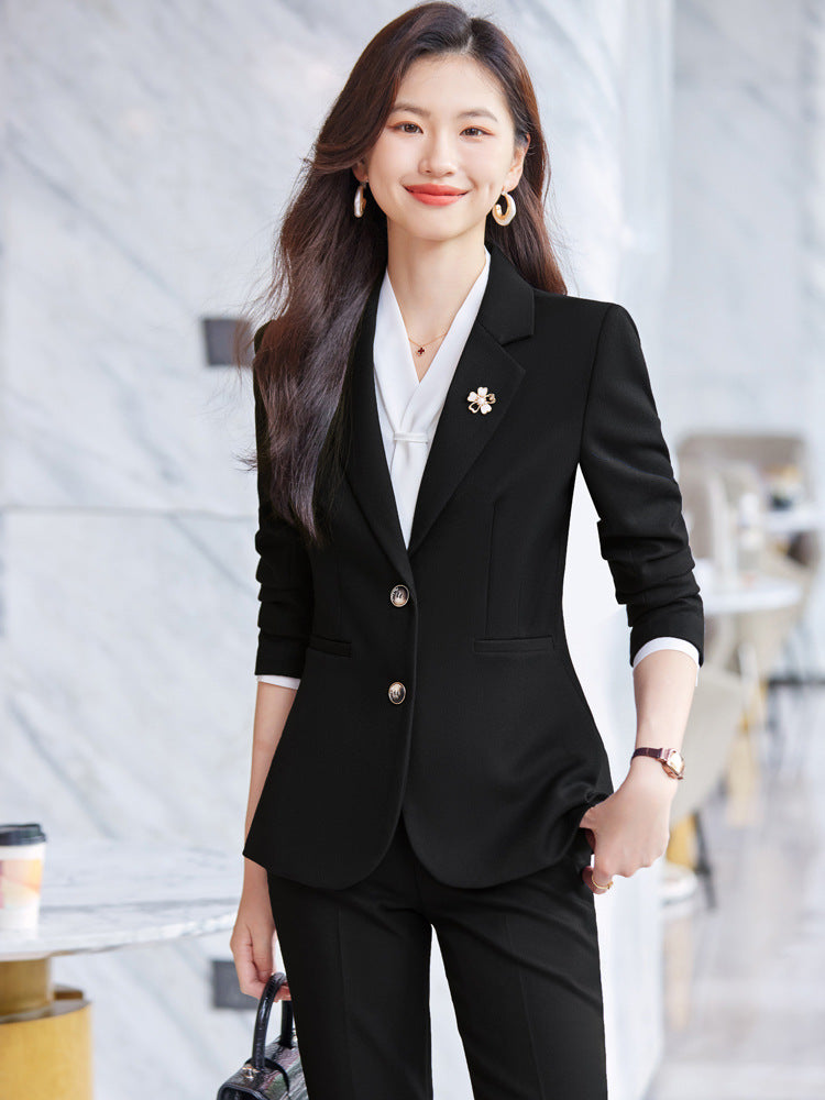 Blue Blazer for Women 2025 Spring and Autumn New Slim Fit Elegant Goddess Style Suit Professional Workwear