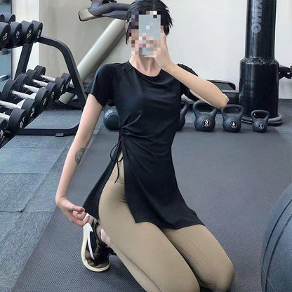 Yoga Tops for Women Summer New Quick-Drying T-Shirts for Women Running Sports Blouses Short-Sleeved Long Loose Slimming Look Fitness Clothes