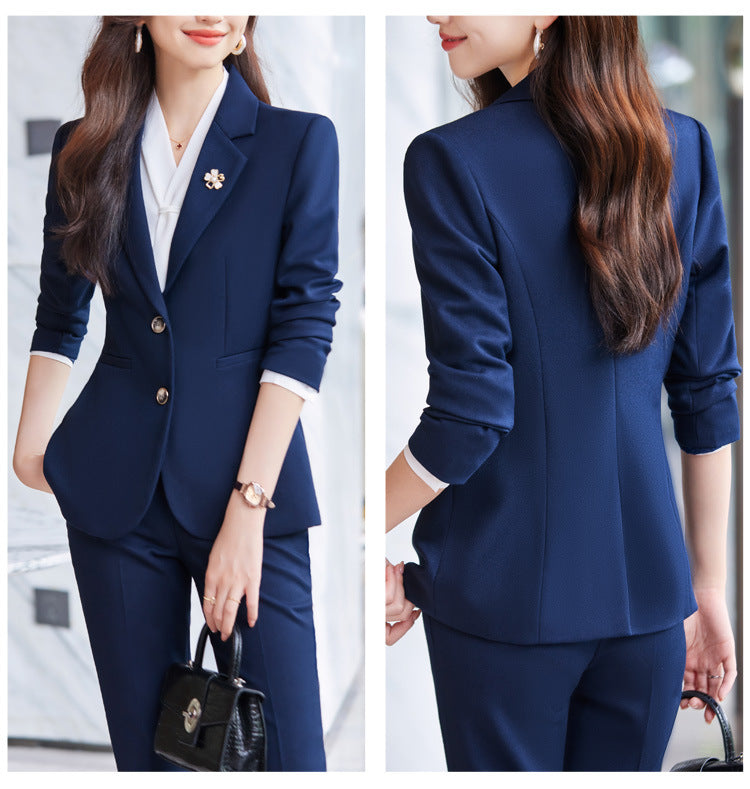 Blue Blazer for Women 2025 Spring and Autumn New Slim Fit Elegant Goddess Style Suit Professional Workwear