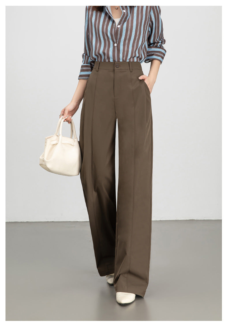 Wide-Leg Pants for Women 2025 Fashion Loose Slimming Straight Pants High-Waisted Drapey Three-Dimensional Seam Casual Long Pants