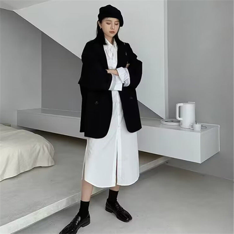 Casual Style Blazer for Women 2026 Spring and Autumn New Street Style Internet Celebrity Simple Loose Coffee-Colored Small Suit