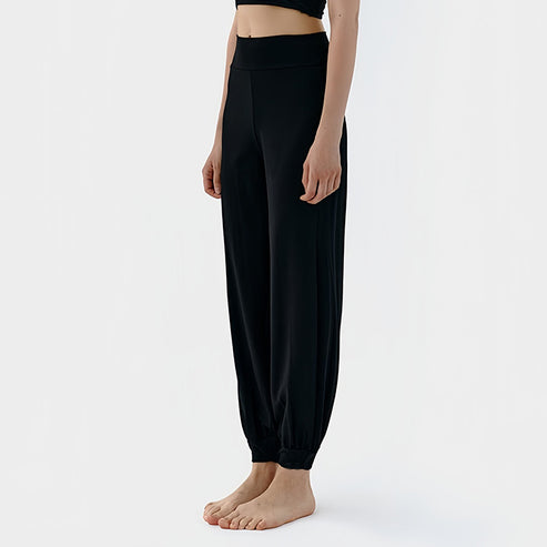 Spring New Casual Pants, Women's Sports Pants, High-Waisted, Belly-Controlling, Simple Flap Pocket Pantss, Loose Leg-Tie Yoga Pants for Women