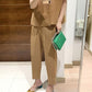 Miyake 2026 Straight-Leg Fashion High-Waisted Pocketed Cropped Pants with Elastic Waistband, Stretchy Pleated Slimming Cigarette Pants for Women