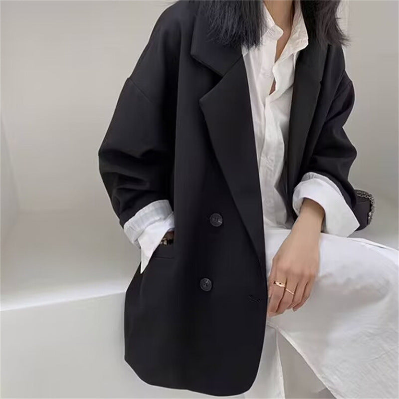 Casual Style Blazer for Women 2026 Spring and Autumn New Street Style Internet Celebrity Simple Loose Coffee-Colored Small Suit