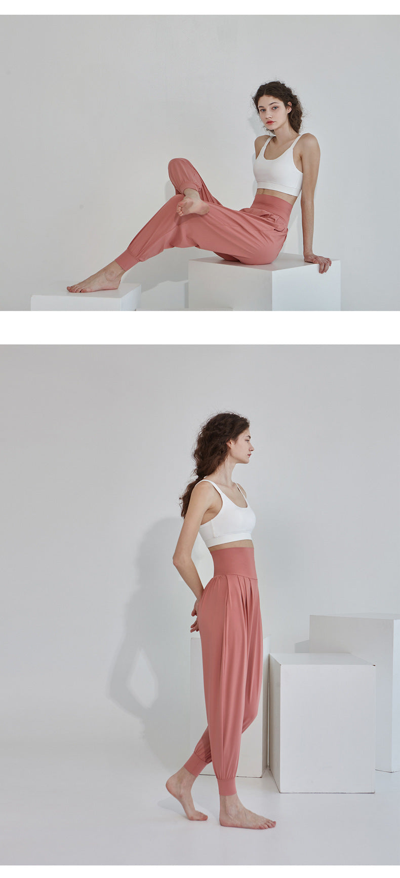 High-Waisted Women's Athletic Pants, Long Pants for Aerobics, Fitness, Dance, Loose Carrot Pants, Harem Jogger Pants for Running