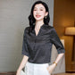 Short-Sleeved Silk Mid-Sleeve Shirt for Women, New V-Neck Elegant Office Wear, Japanese and Korean Casual Mulberry Silk Shirt