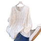 Designed Mid-Length Cut Out Early Spring Thin Loose Oversized Outer Blouse Top Women's Fashionable Knitwear