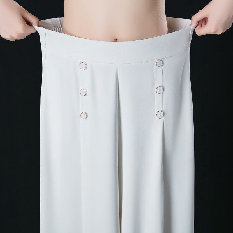 Wide Leg Pants Women's Spring and Summer High Waist Loose Slimming Middle-aged Women's Pants Cropped Skirt Casual Skirt Pants