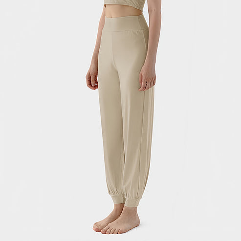 Spring New Casual Pants, Women's Sports Pants, High-Waisted, Belly-Controlling, Simple Flap Pocket Pantss, Loose Leg-Tie Yoga Pants for Women