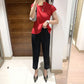 Miyake 2026 Straight-Leg Fashion High-Waisted Pocketed Cropped Pants with Elastic Waistband, Stretchy Pleated Slimming Cigarette Pants for Women