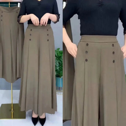 Wide Leg Pants Women's Spring and Summer High Waist Loose Slimming Middle-aged Women's Pants Cropped Skirt Casual Skirt Pants