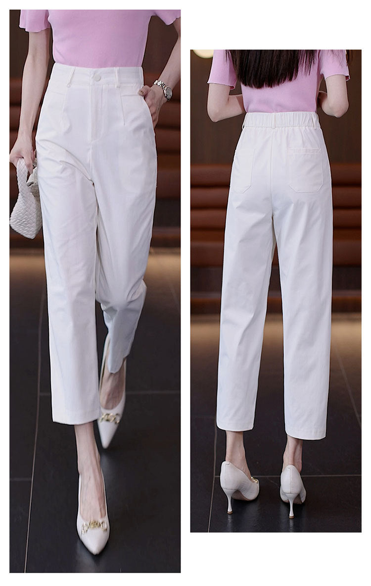 High-Waisted Casual Pants for Women, 2025 Spring and Autumn New Loose Slimming Cropped Cigarette Knife Pants for Petite Figures