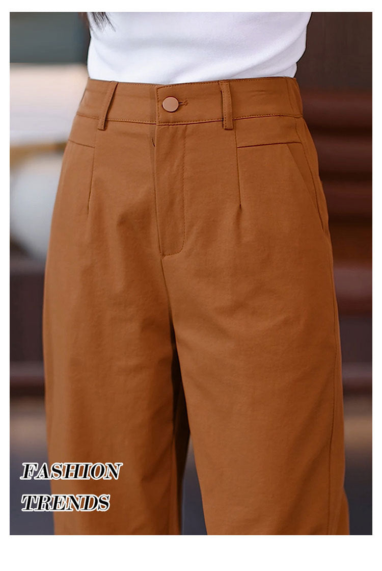 High-Waisted Casual Pants for Women, 2025 Spring and Autumn New Loose Slimming Cropped Cigarette Knife Pants for Petite Figures