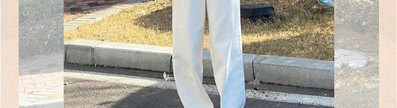 White Wide-Leg Jeans for Women, 2025 Spring New High-Waisted Loose Versatile Slimming Drape Straight-Leg Floor-Length Pants