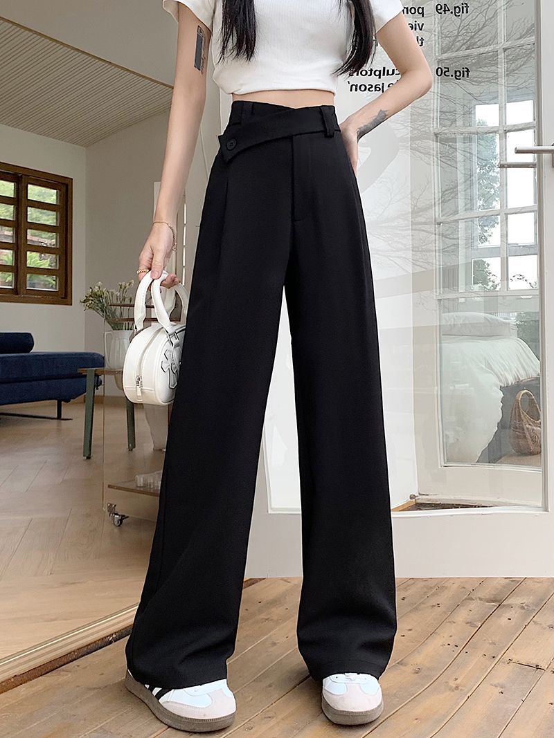 High-Waisted Suit Pants for Women, Spring and Autumn 2025 New Wide-Leg Pants, Thin Loose Casual Pants, Straight-Leg Drape Long Pants
