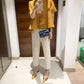 Miyake 2026 Straight-Leg Fashion High-Waisted Pocketed Cropped Pants with Elastic Waistband, Stretchy Pleated Slimming Cigarette Pants for Women