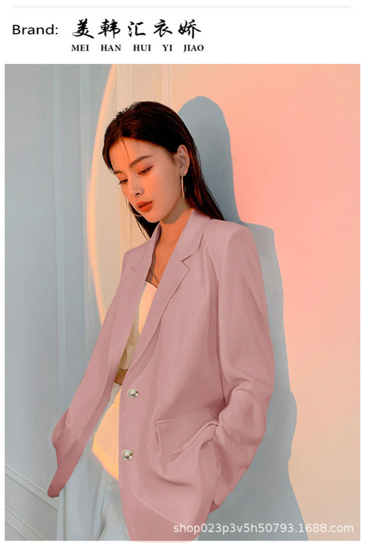 Petite Women's Blazer 2026 Spring New Pink Korean Style Versatile Elegant Short Suit Jacket for Women