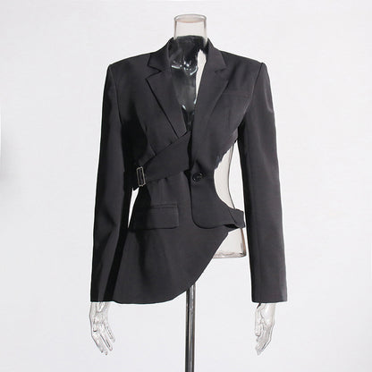 Irregular Deconstructed Blazer 2026 New Style Unique Long-Sleeve Hollow-Out High-End Waist-Cinching Blazer Jacket for Women