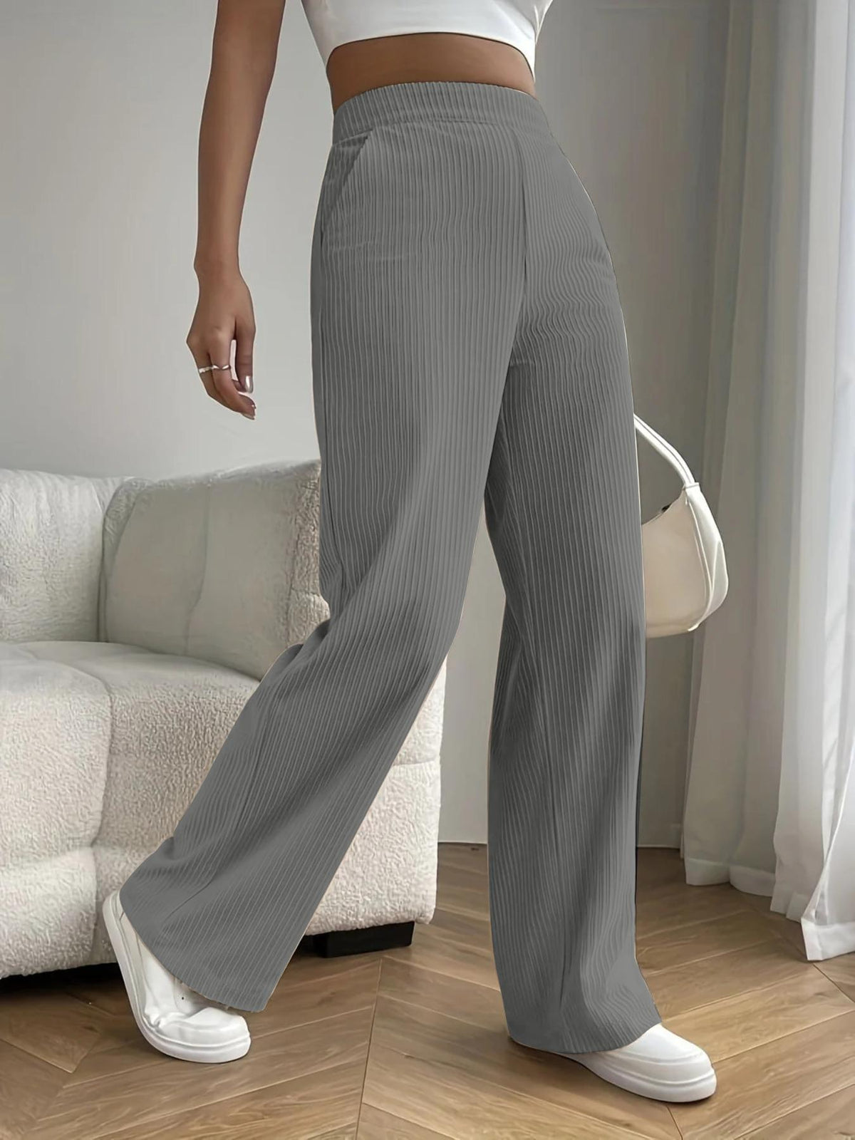 2025 New Women's Trousers Cross-border Spring and Autumn High Waist Loose Wide Leg Pants Drain All-match Casual Straight Pants