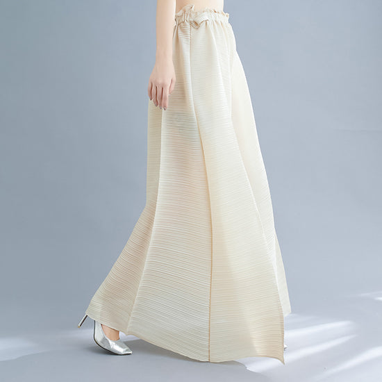 Pleated Heavy-Duty Pleated Wide-Leg Pants High-Waisted Plus-Size Straight-Leg Pants Summer Loose Slimming Casual Pants Women's Long Pants