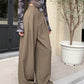Real shot! 2024 elastic waist design sense suit pants casual pants women's wide leg pants high waist drape pants