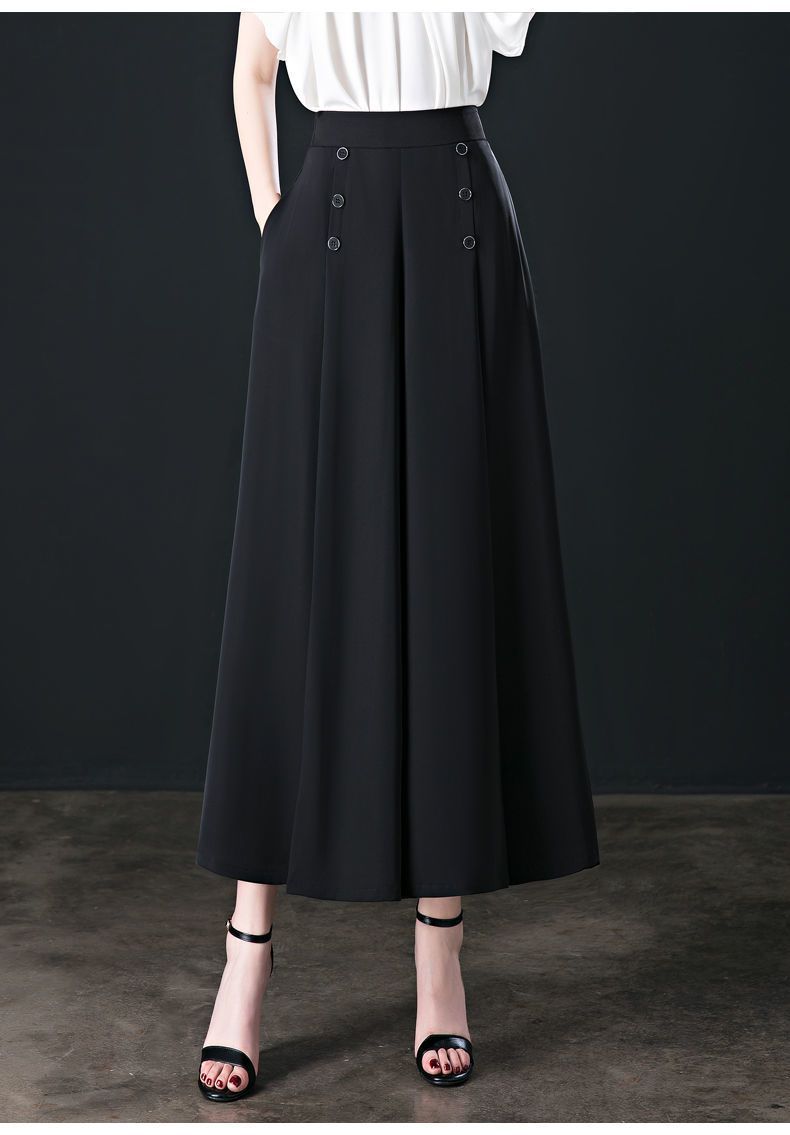 Wide Leg Pants Women's Spring and Summer High Waist Loose Slimming Middle-aged Women's Pants Cropped Skirt Casual Skirt Pants