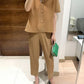 Miyake 2026 Straight-Leg Fashion High-Waisted Pocketed Cropped Pants with Elastic Waistband, Stretchy Pleated Slimming Cigarette Pants for Women