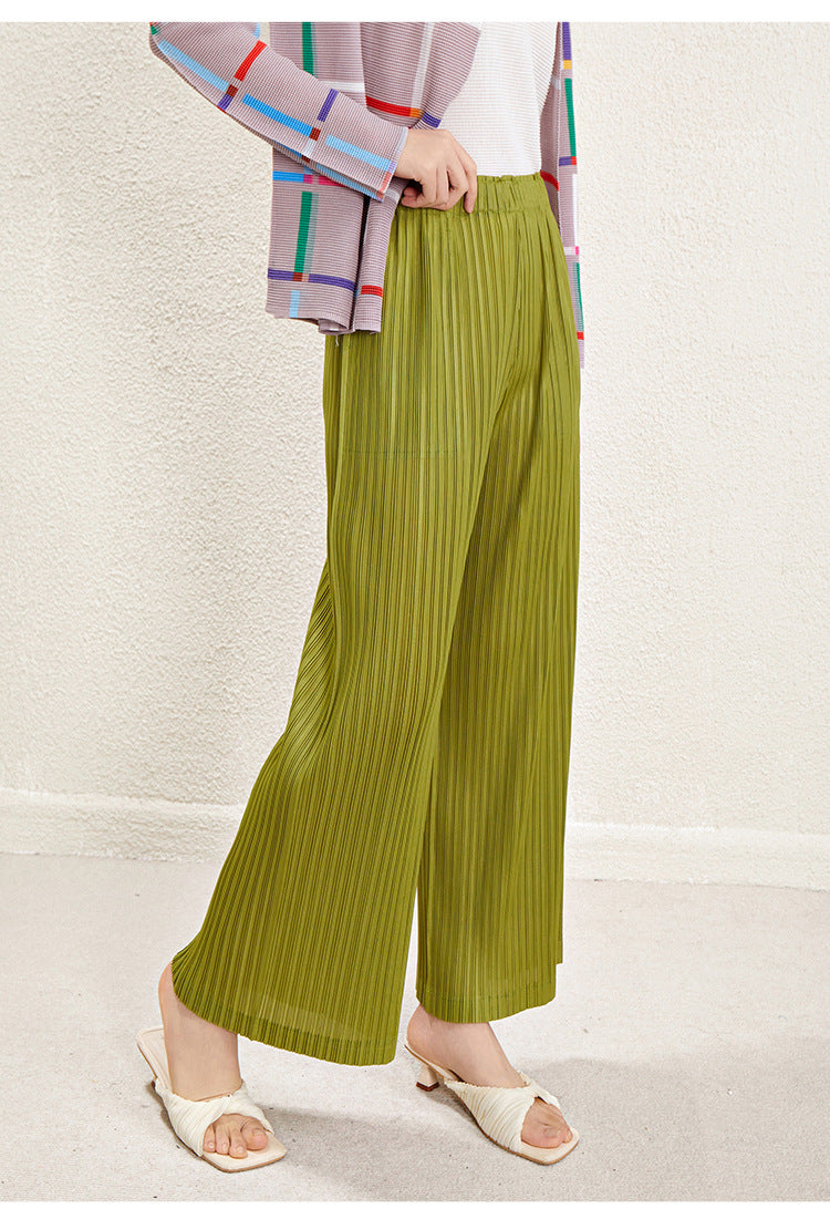 Miyake High Waist Wide Leg Pants Women's Spring and Summer 2024 New Pleated Casual Loose Slimming Straight Long Trousers