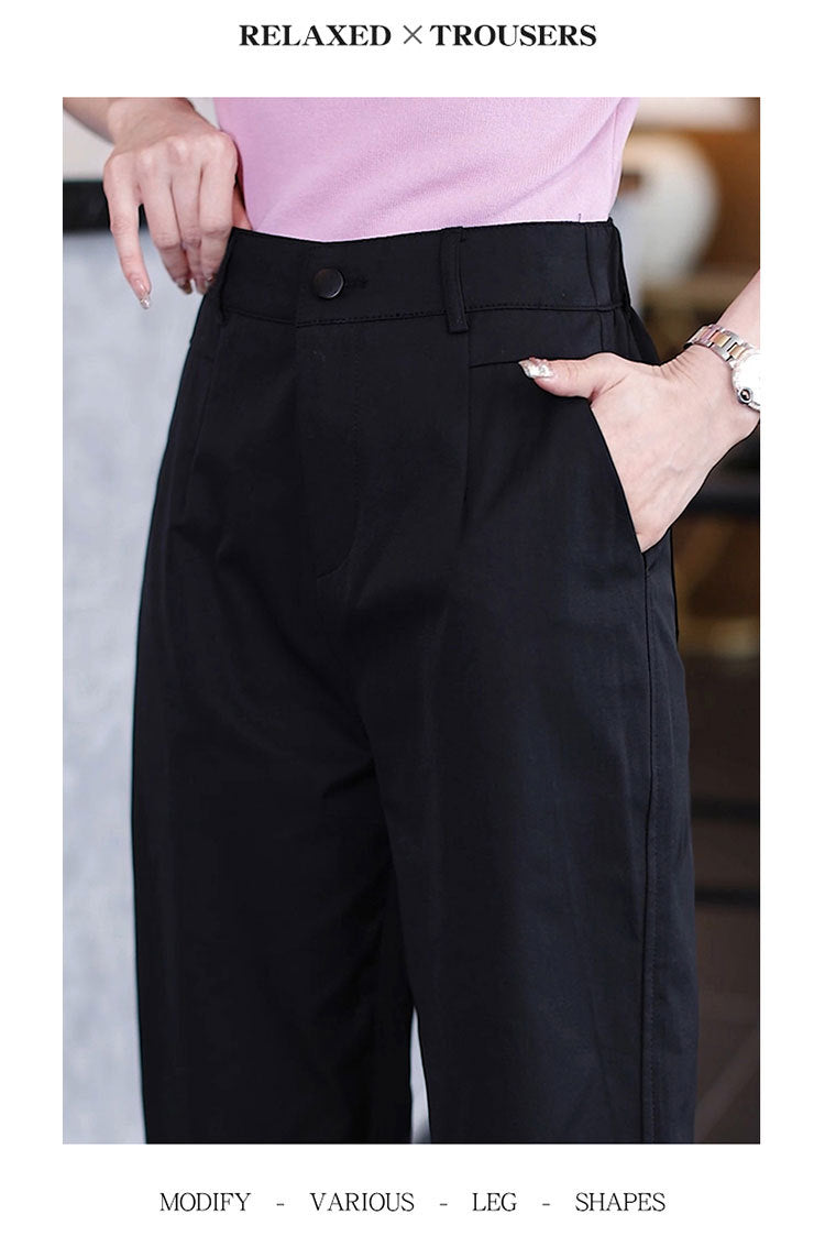 High-Waisted Casual Pants for Women, 2025 Spring and Autumn New Loose Slimming Cropped Cigarette Knife Pants for Petite Figures