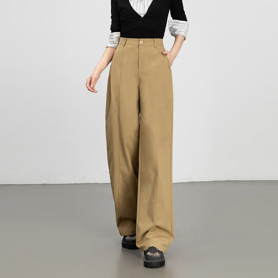 Wide-Leg Pants for Women 2025 Fashion Loose Slimming Straight Pants High-Waisted Drapey Three-Dimensional Seam Casual Long Pants