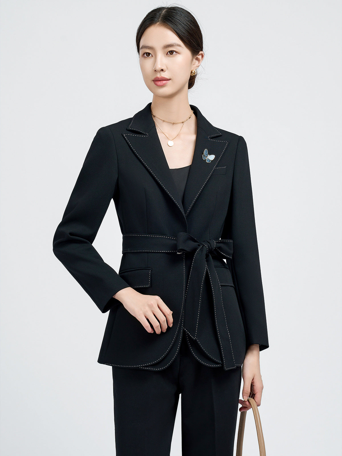 2025 Autumn New High-End Women's Blazer Casual Black Petite Fashion Commuter Suit for Women
