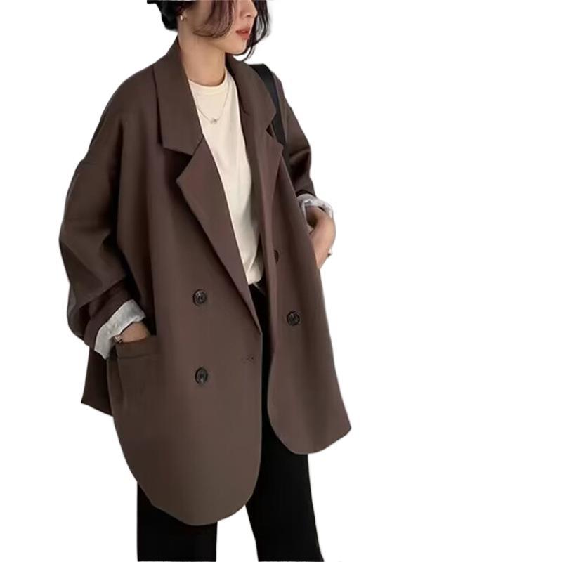 Casual Style Blazer for Women 2026 Spring and Autumn New Street Style Internet Celebrity Simple Loose Coffee-Colored Small Suit