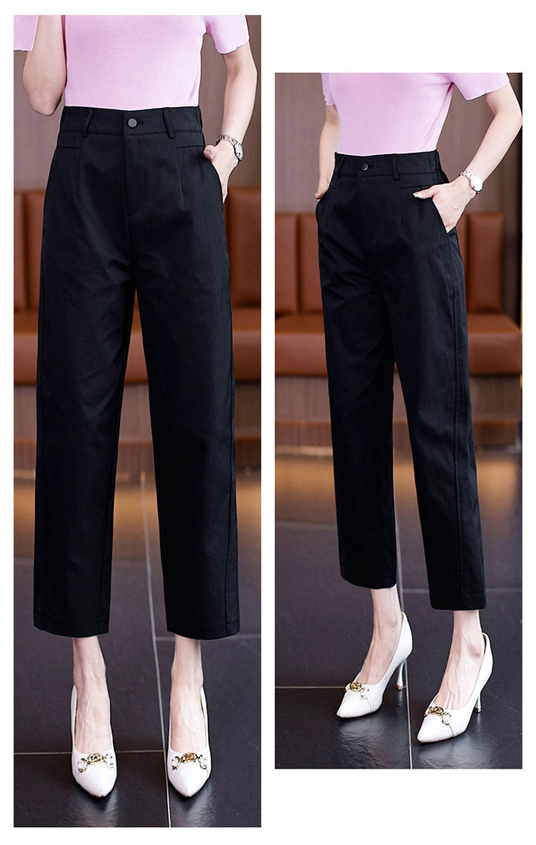 High-Waisted Casual Pants for Women, 2025 Spring and Autumn New Loose Slimming Cropped Cigarette Knife Pants for Petite Figures