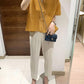 Miyake 2026 Straight-Leg Fashion High-Waisted Pocketed Cropped Pants with Elastic Waistband, Stretchy Pleated Slimming Cigarette Pants for Women
