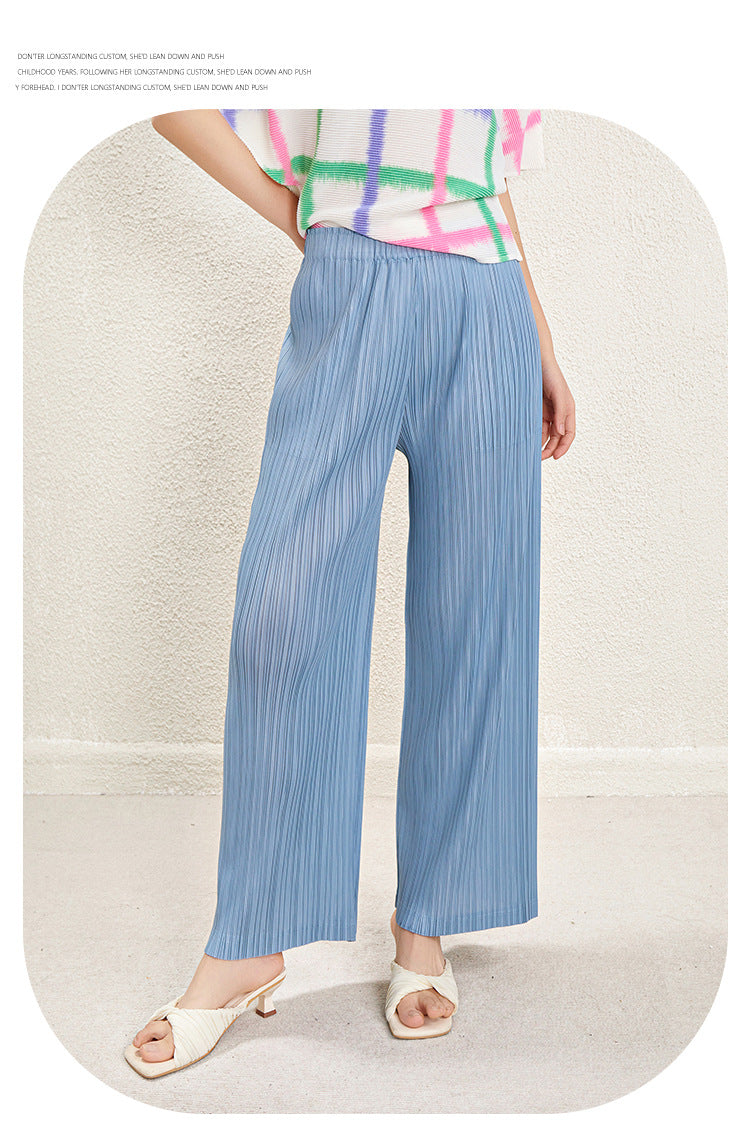 Miyake High Waist Wide Leg Pants Women's Spring and Summer 2024 New Pleated Casual Loose Slimming Straight Long Trousers