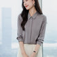 2026 Spring and Autumn Women's Silk Shirt, Solid Color, Turn-Down Collar, Long Sleeve, Real Silk Blouse, Office Professional Top