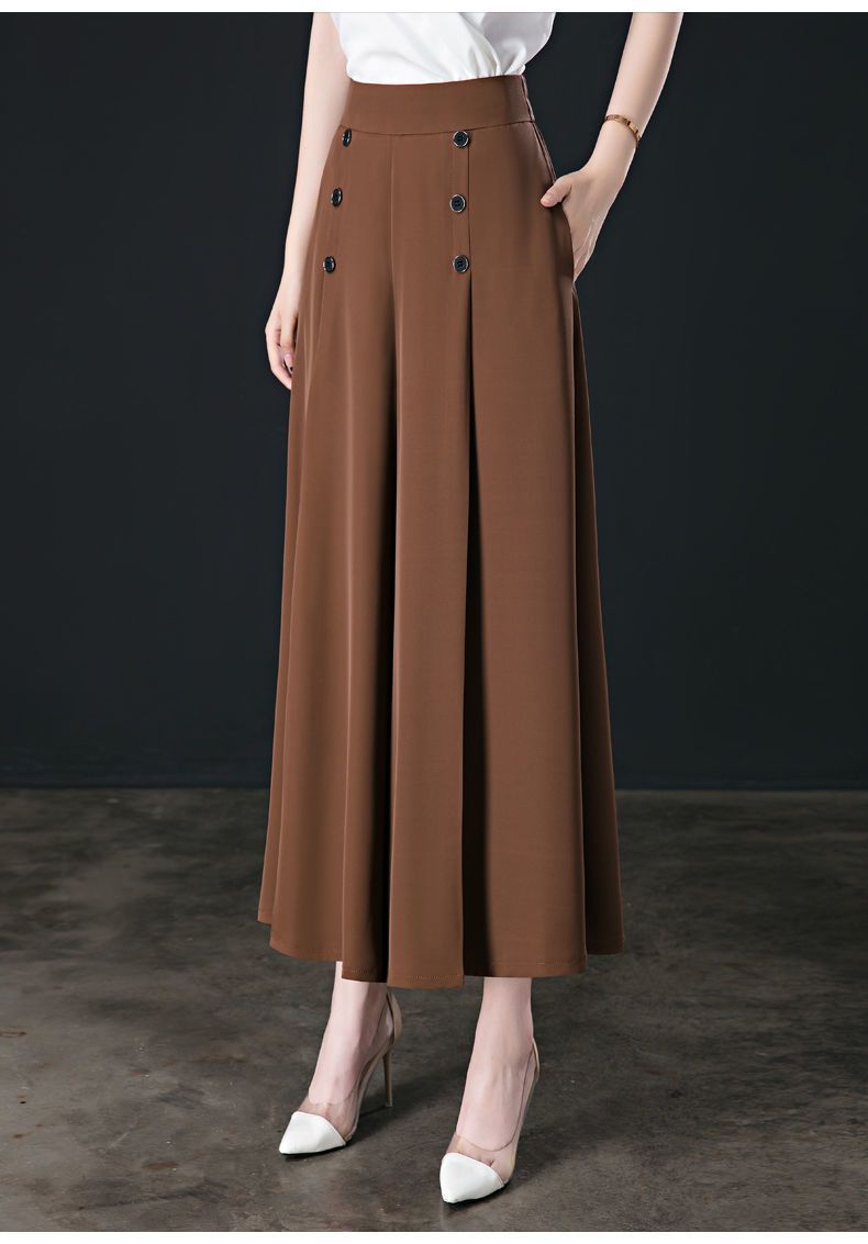 Wide Leg Pants Women's Spring and Summer High Waist Loose Slimming Middle-aged Women's Pants Cropped Skirt Casual Skirt Pants