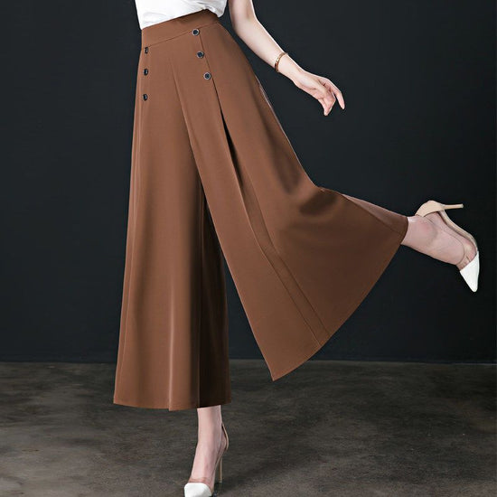 Wide Leg Pants Women's Spring and Summer High Waist Loose Slimming Middle-aged Women's Pants Cropped Skirt Casual Skirt Pants