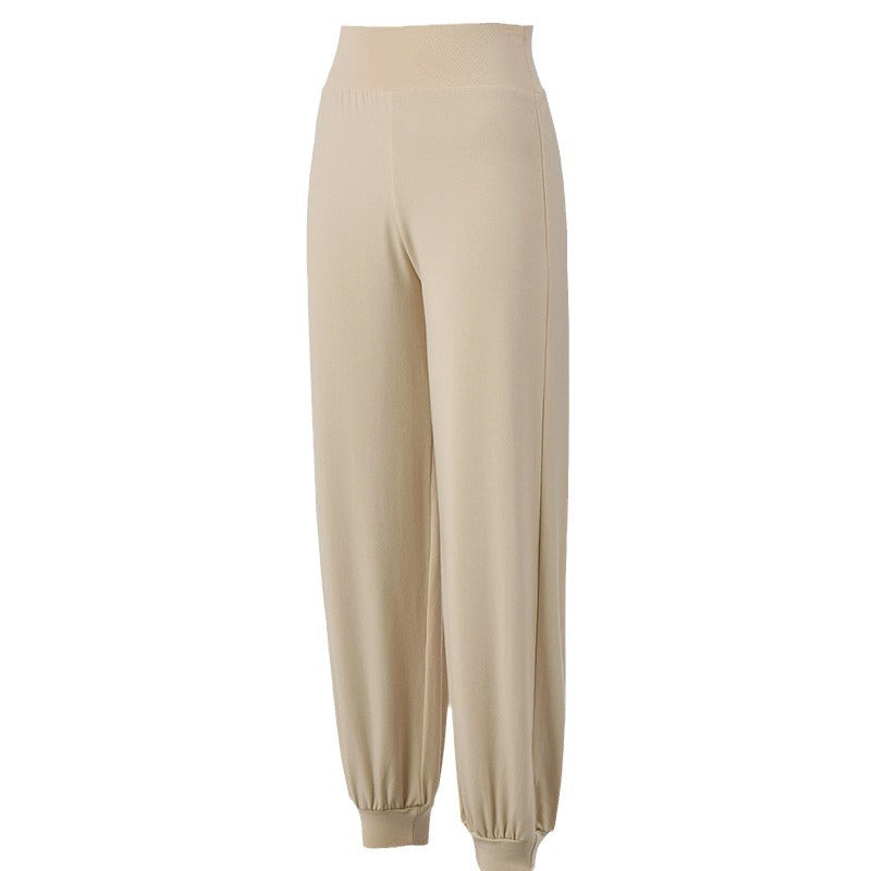 Spring New Casual Pants, Women's Sports Pants, High-Waisted, Belly-Controlling, Simple Flap Pocket Pantss, Loose Leg-Tie Yoga Pants for Women