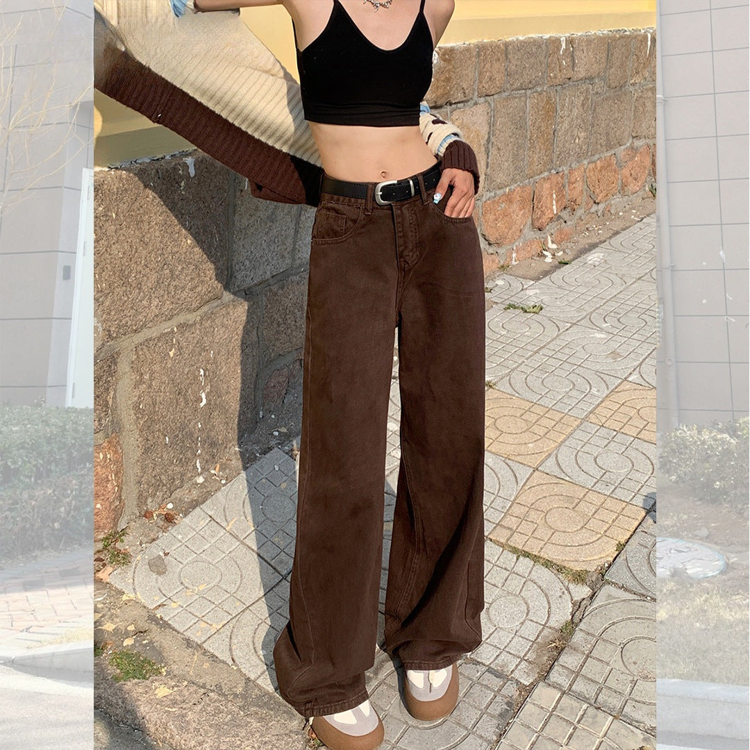 White Wide-Leg Jeans for Women, 2025 Spring New High-Waisted Loose Versatile Slimming Drape Straight-Leg Floor-Length Pants